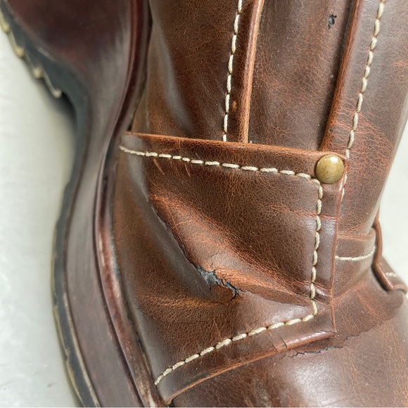 Vintage Soda Brown Chunky Leather Heel platform patchwork Womens US 9 Shoes Mule - Picture 8 of 14